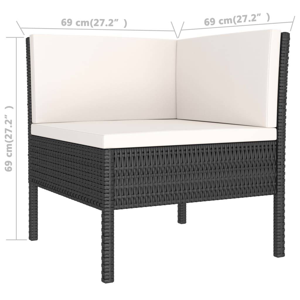 vidaXL 2-tlg. Garten-Lounge-Set mit Auflagen Poly Rattan Schwarz