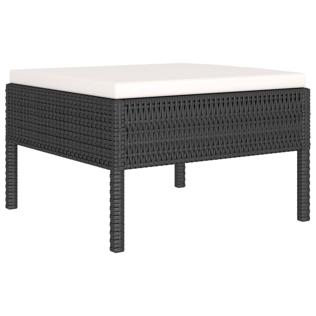vidaXL 4-tlg. Garten-Lounge-Set mit Auflagen Poly Rattan Schwarz
