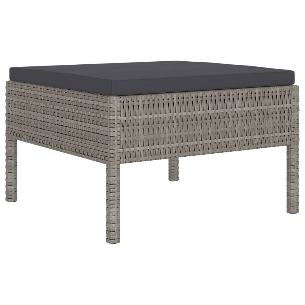 vidaXL 4-tlg. Garten-Lounge-Set mit Auflagen Poly Rattan Grau