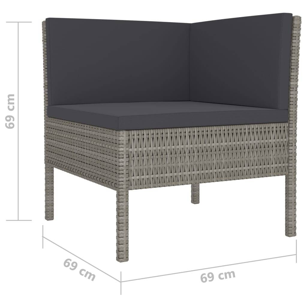 vidaXL 10-tlg. Garten-Lounge-Set mit Auflagen Poly Rattan Grau