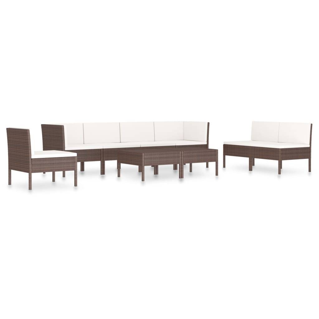 vidaXL 9-tlg. Garten-Lounge-Set mit Auflagen Poly Rattan Braun