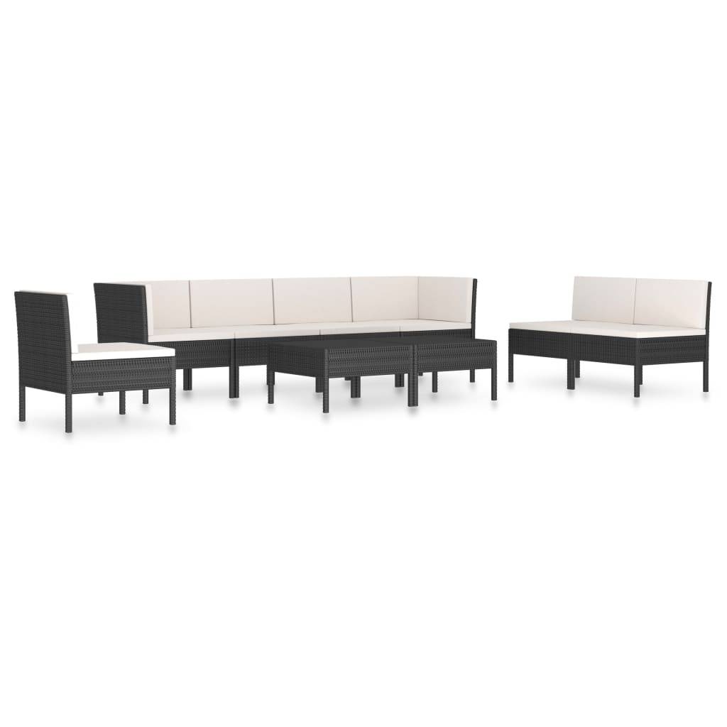 vidaXL 9-tlg. Garten-Lounge-Set mit Auflagen Poly Rattan Schwarz