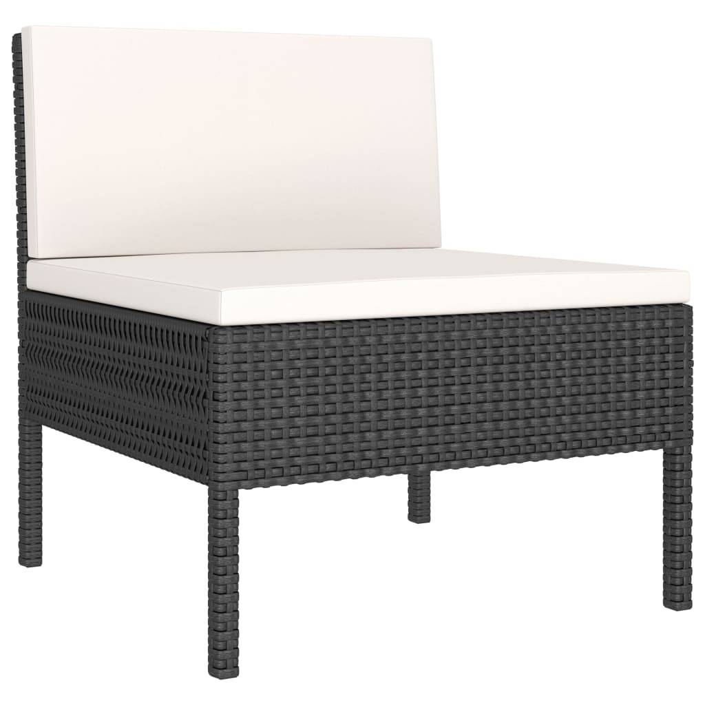 vidaXL 3-tlg. Garten-Lounge-Set mit Auflagen Poly Rattan Schwarz