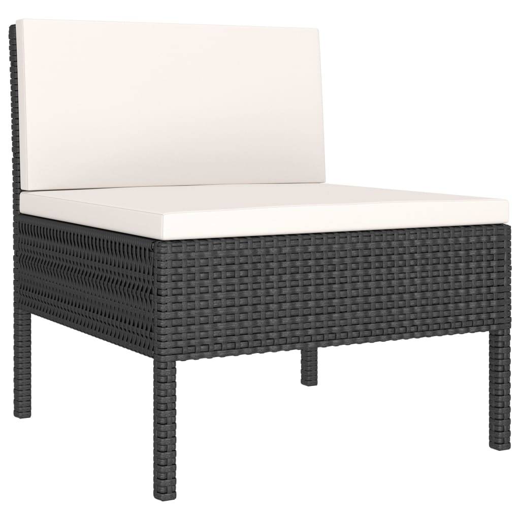 vidaXL 2-tlg. Garten-Lounge-Set mit Auflagen Poly Rattan Schwarz