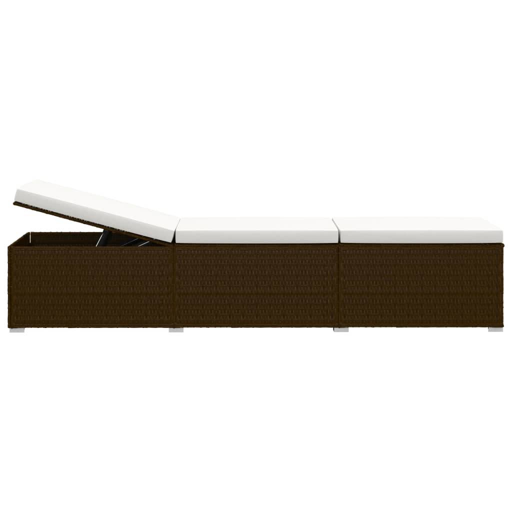 vidaXL 3-tlg. Garten-Sonnenliegen mit Teetisch Poly Rattan Braun