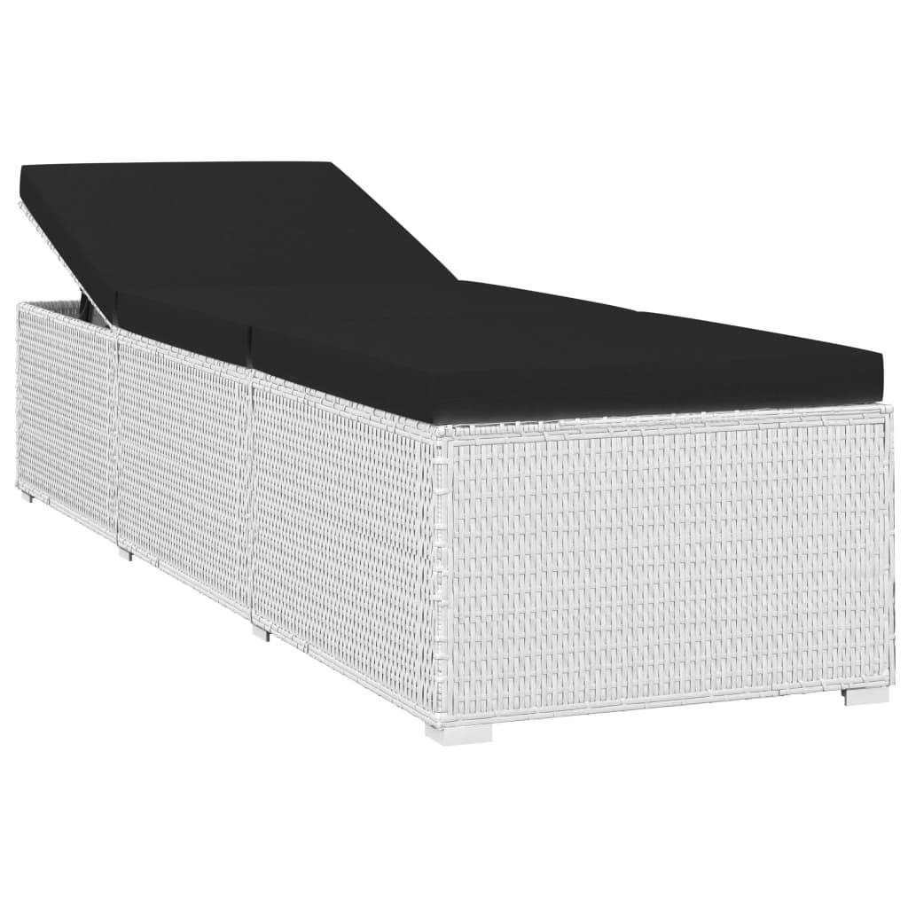 vidaXL 3-tlg. Garten-Sonnenliegen mit Teetisch Poly Rattan Weiß