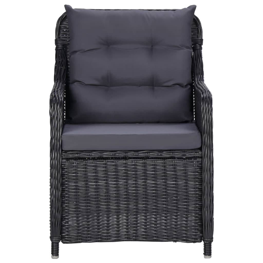 vidaXL Gartenstühle 2 Stk. mit Auflagen Poly Rattan Schwarz
