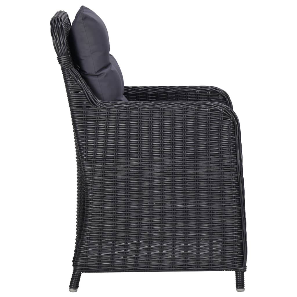 vidaXL Gartenstühle 2 Stk. mit Auflagen Poly Rattan Schwarz