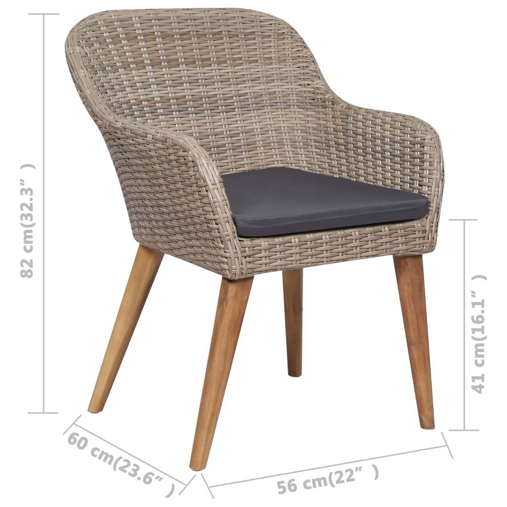 vidaXL 7-tlg. Garten-Essgruppe mit Auflagen Poly Rattan