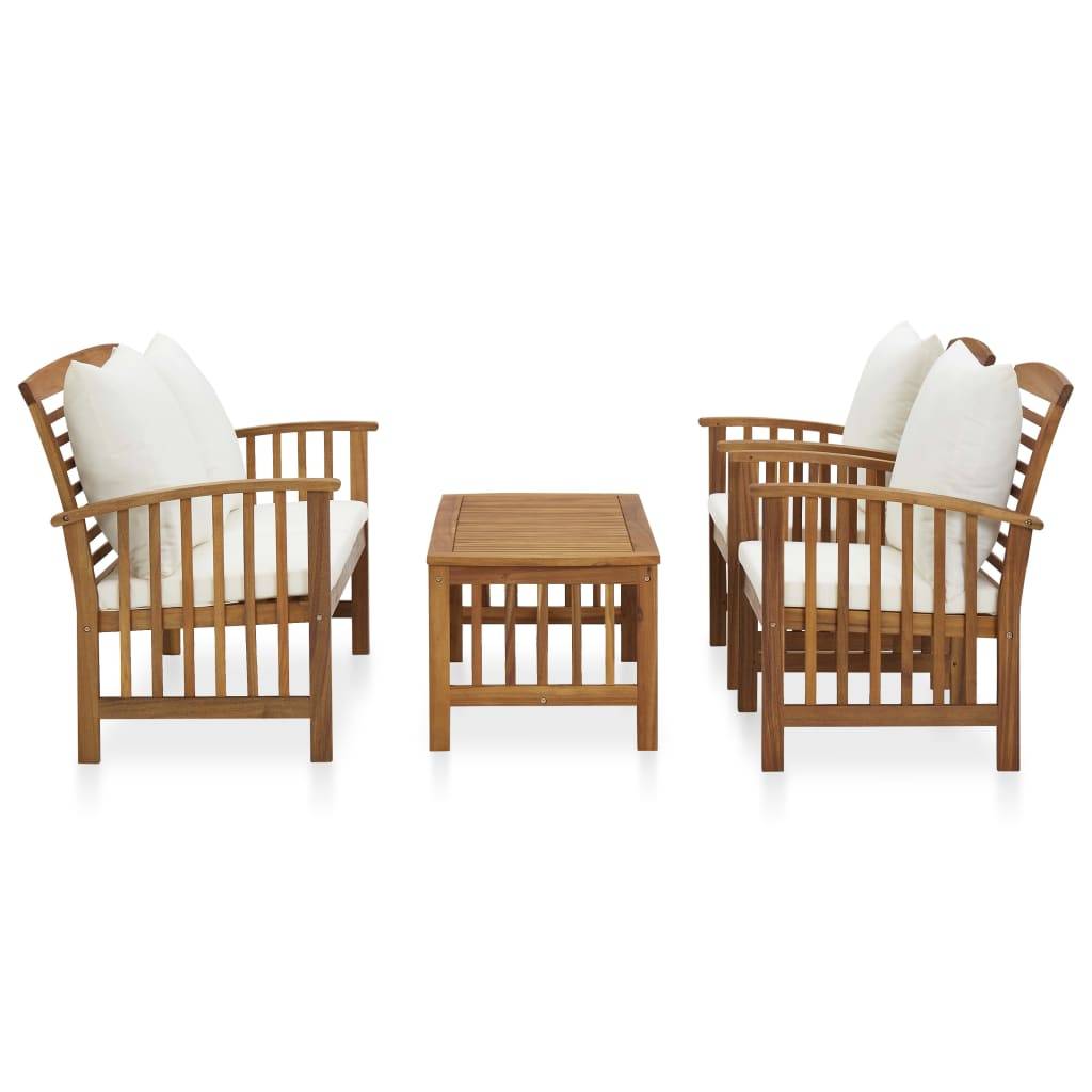 vidaXL 4-tlg. Garten-Lounge-Set mit Auflagen Massivholz Akazie