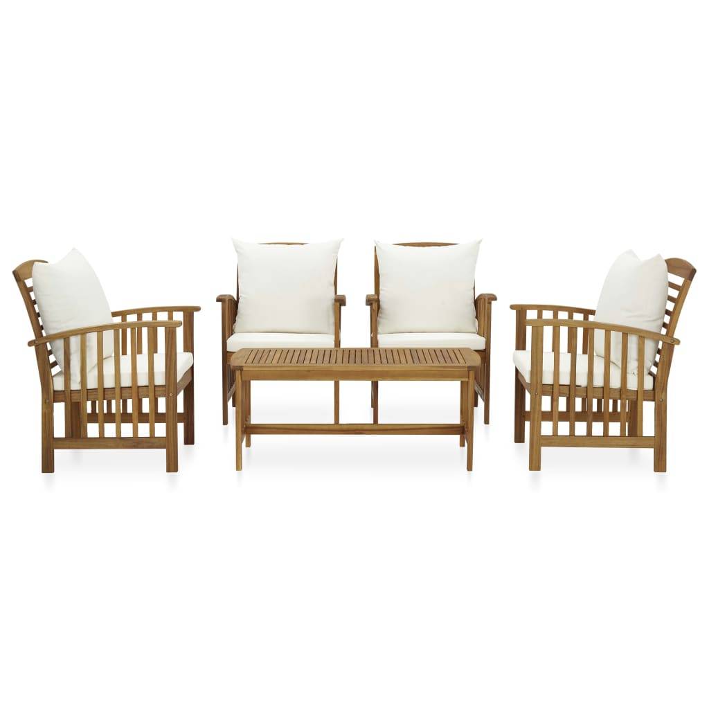 vidaXL 5-tlg. Garten-Lounge-Set mit Auflagen Massivholz Akazie
