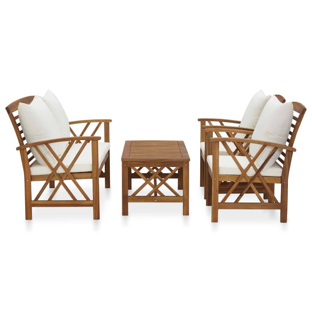 vidaXL 4-tlg. Garten-Lounge-Set mit Auflagen Massivholz Akazie