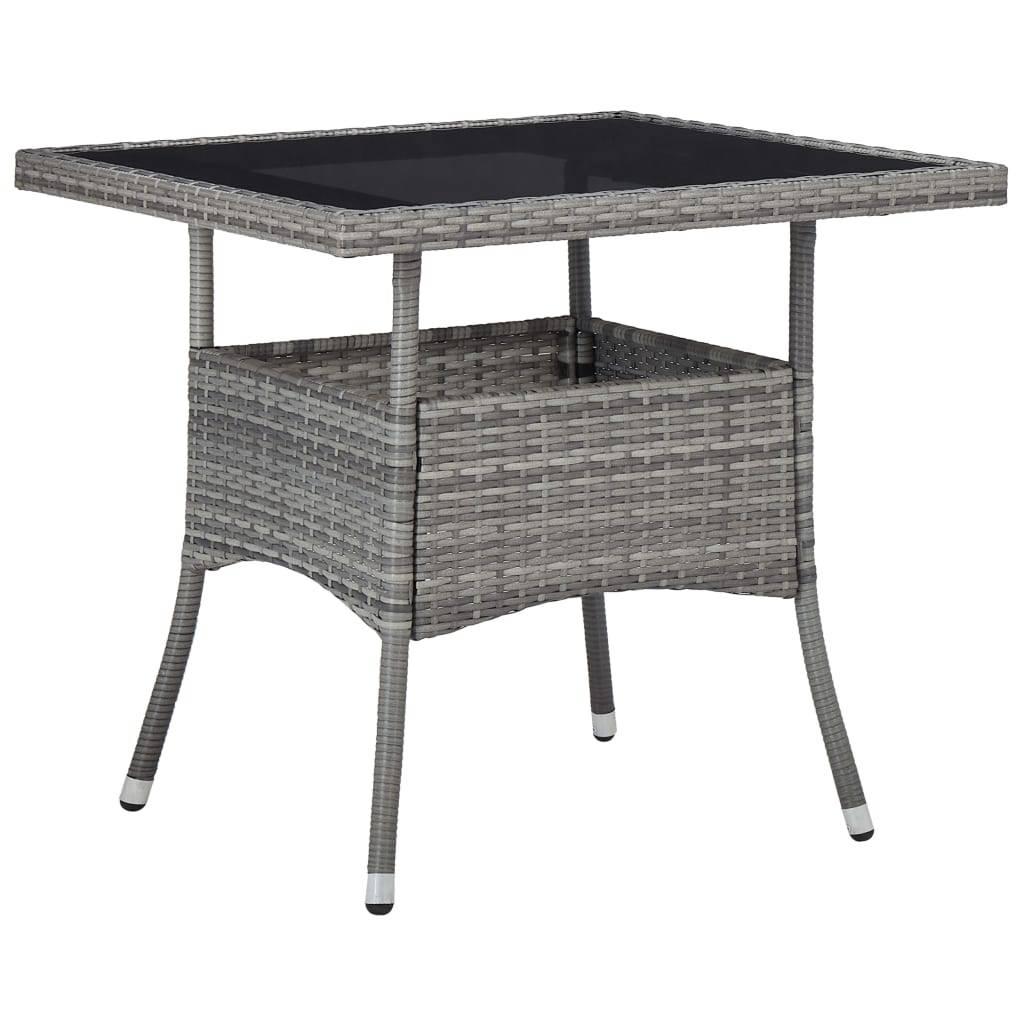 vidaXL 3-tlg. Garten-Essgruppe Grau Poly Rattan und Akazienholz