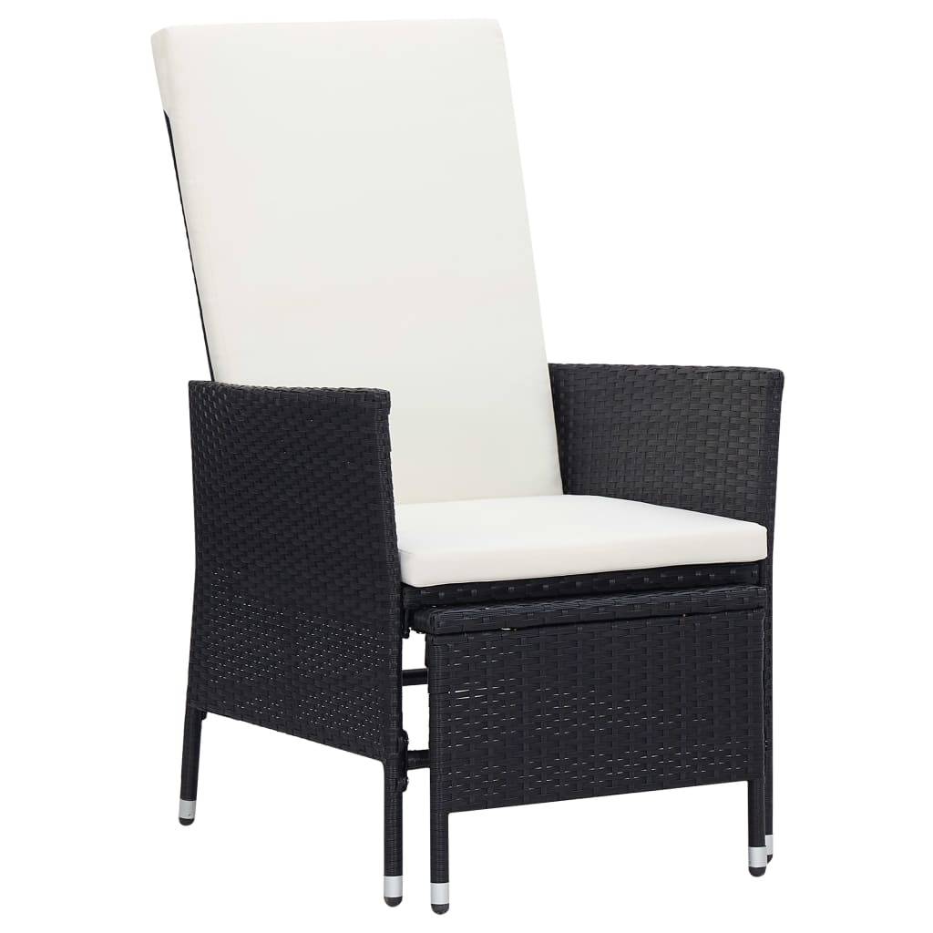 vidaXL 3-tlg. Garten-Lounge-Set mit Kissen Poly-Rattan Schwarz