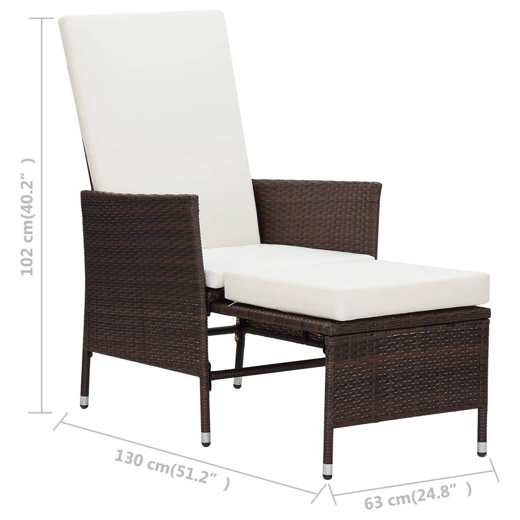vidaXL 3-tlg. Garten-Lounge-Set mit Auflagen Poly Rattan Braun