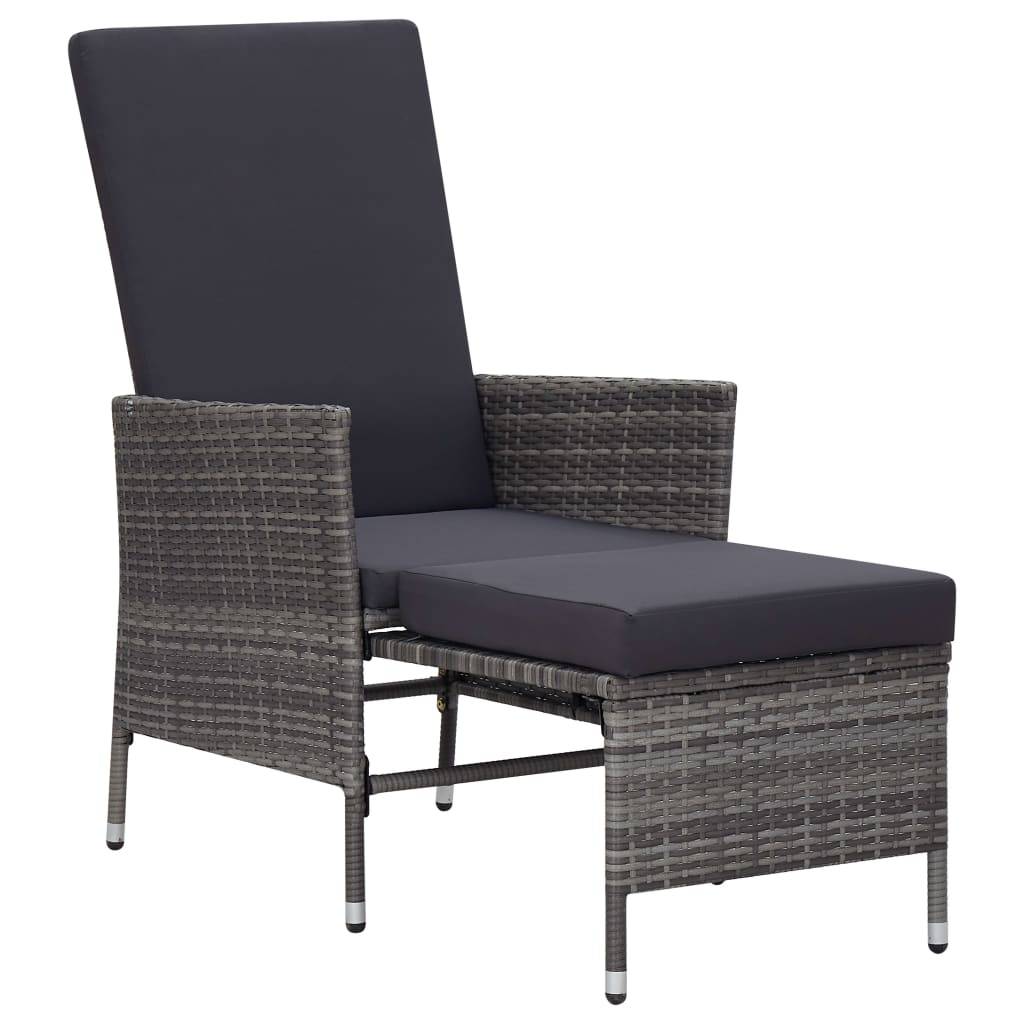 vidaXL 2-tlg. Garten-Lounge-Set mit Kissen Poly Rattan Grau