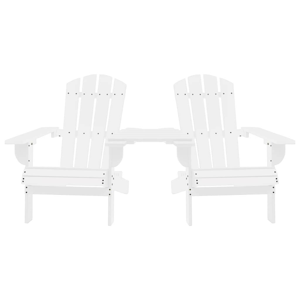 vidaXL Adirondack-Gartenstühle mit Tisch Massivholz Tanne Weiß