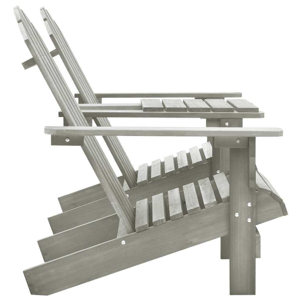 vidaXL Adirondack-Gartenstühle mit Tisch Massivholz Tanne Grau