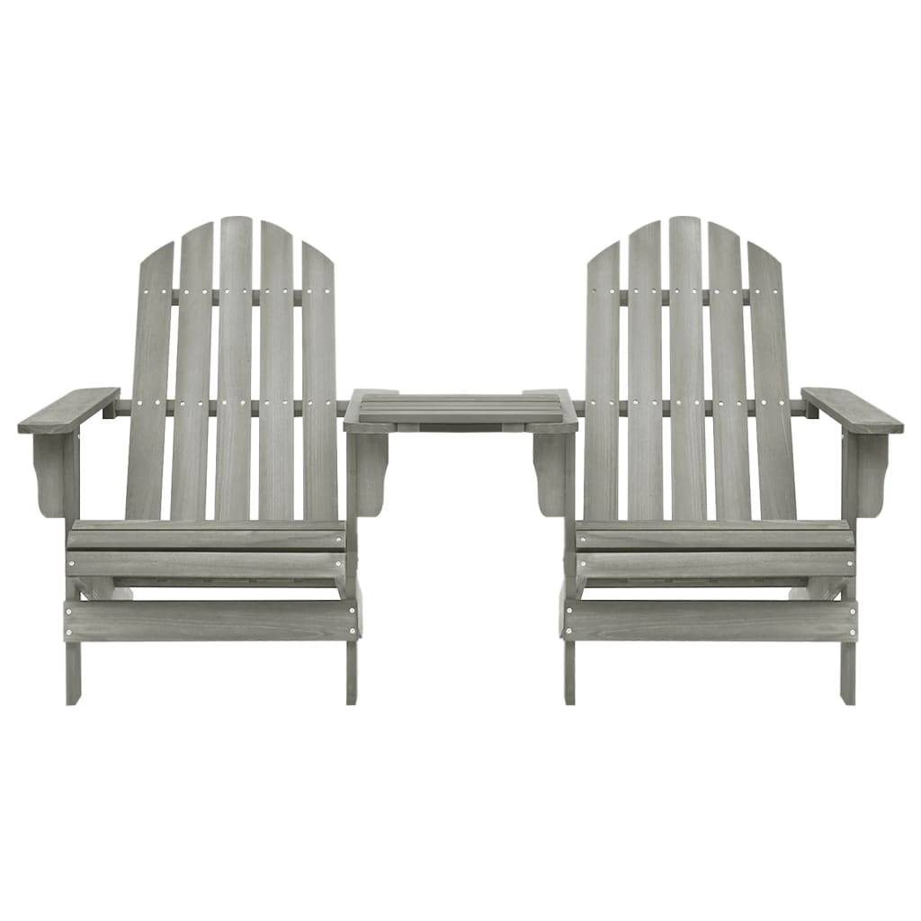 vidaXL Adirondack-Gartenstühle mit Tisch Massivholz Tanne Grau