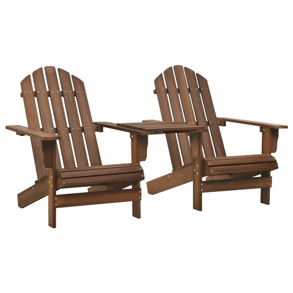 vidaXL Adirondack-Gartenstühle mit Tisch Massivholz Tanne Braun