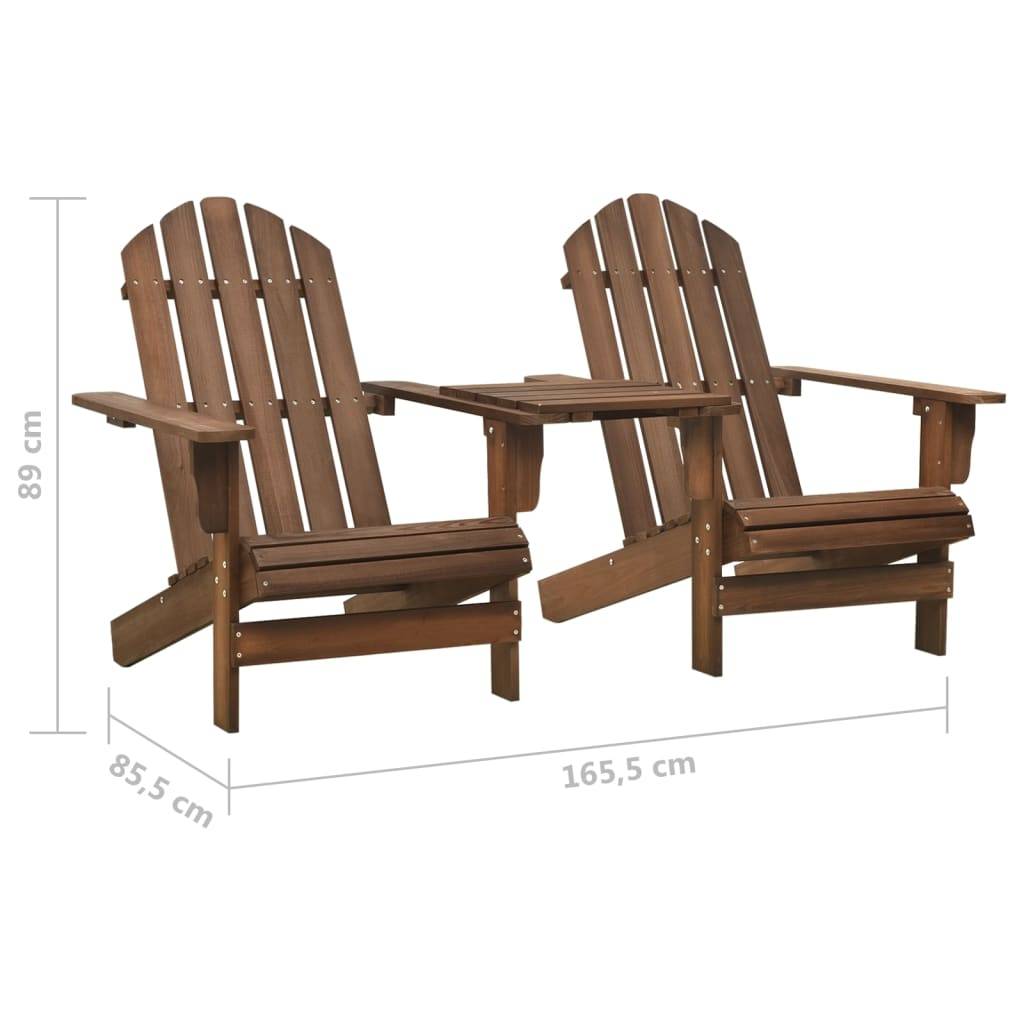 vidaXL Adirondack-Gartenstühle mit Tisch Massivholz Tanne Braun
