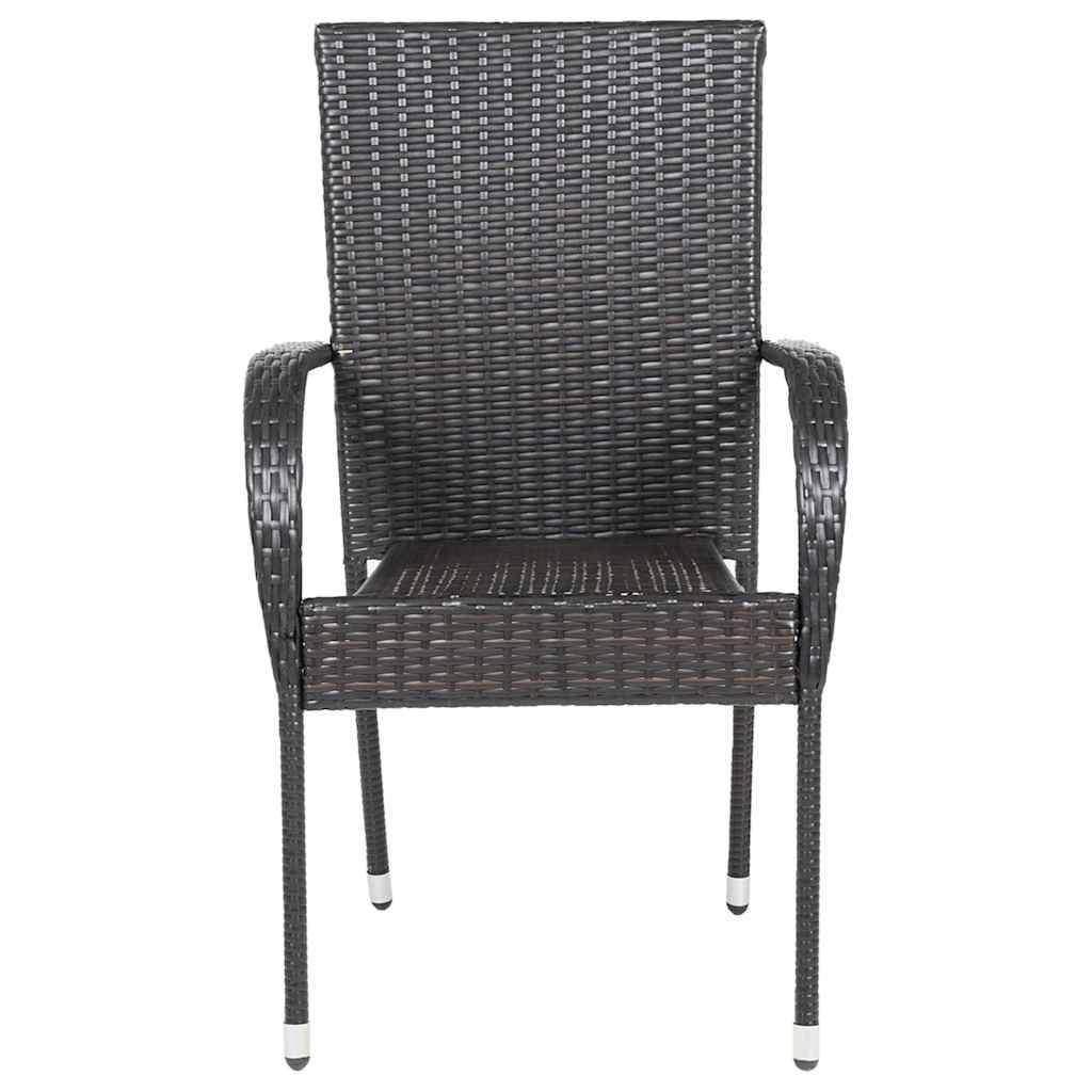 vidaXL Stapelbare Gartenstühle 4 Stk. Poly Rattan Braun