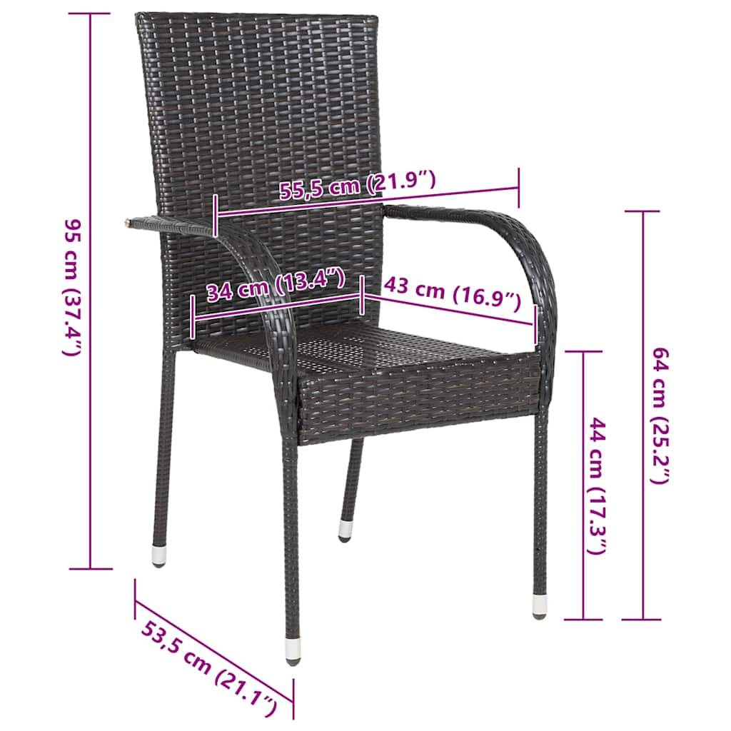 vidaXL Stapelbare Gartenstühle 4 Stk. Poly Rattan Braun