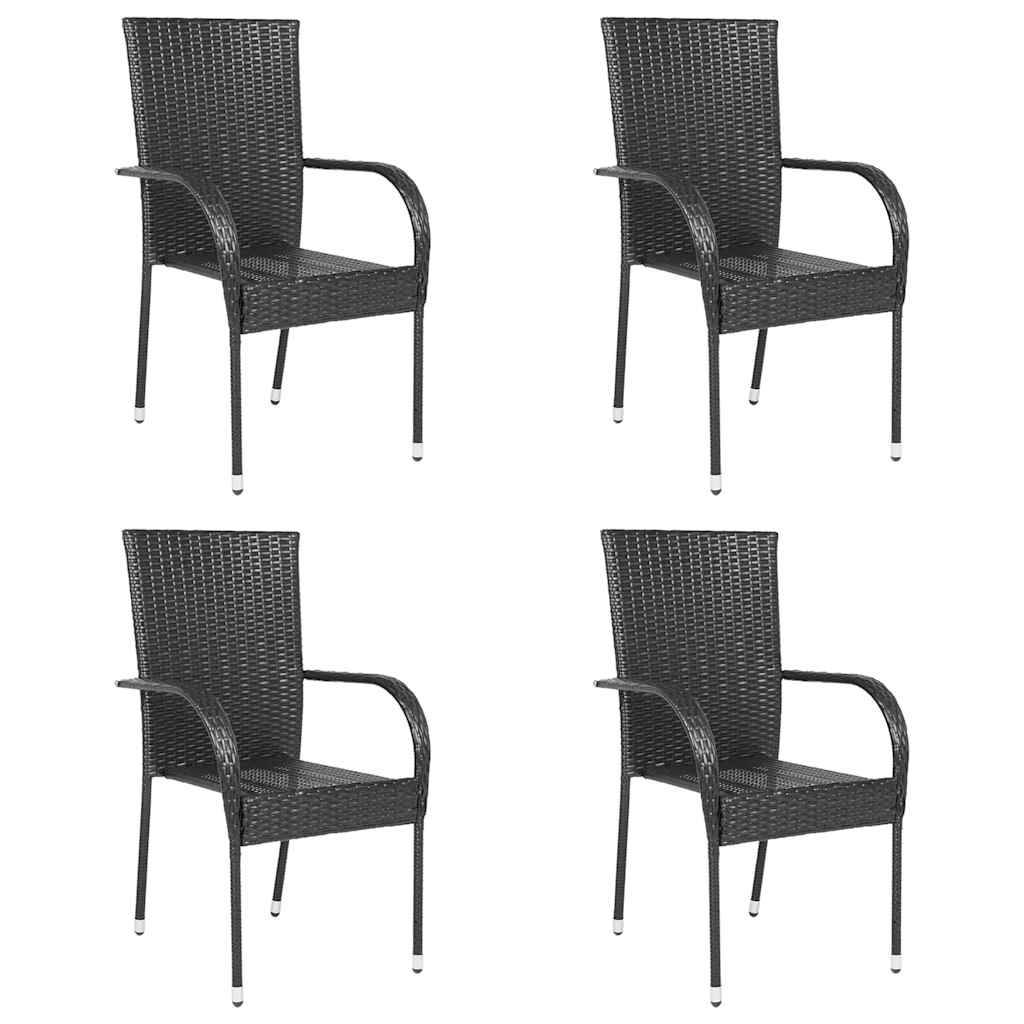 vidaXL Stapelbare Gartenstühle 4 Stk. Poly Rattan Schwarz