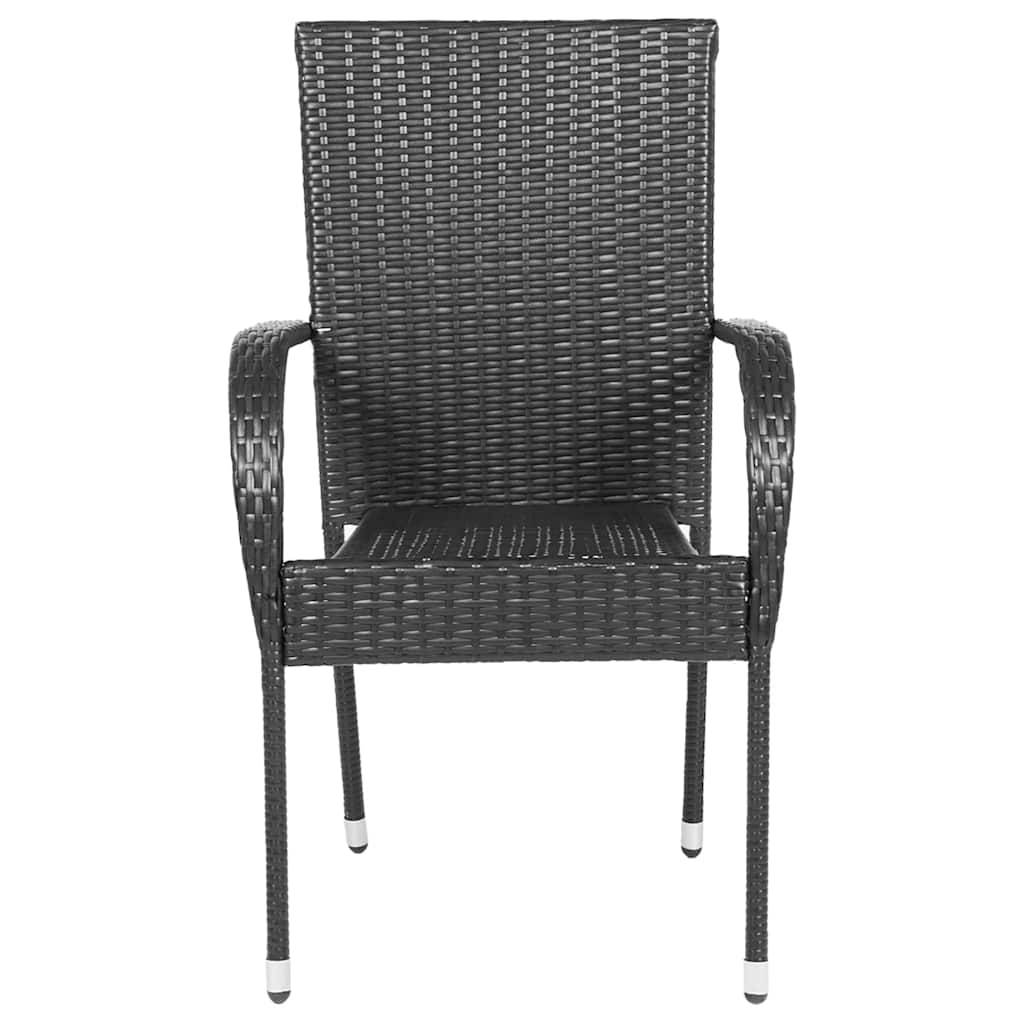 vidaXL Stapelbare Gartenstühle 4 Stk. Poly Rattan Schwarz