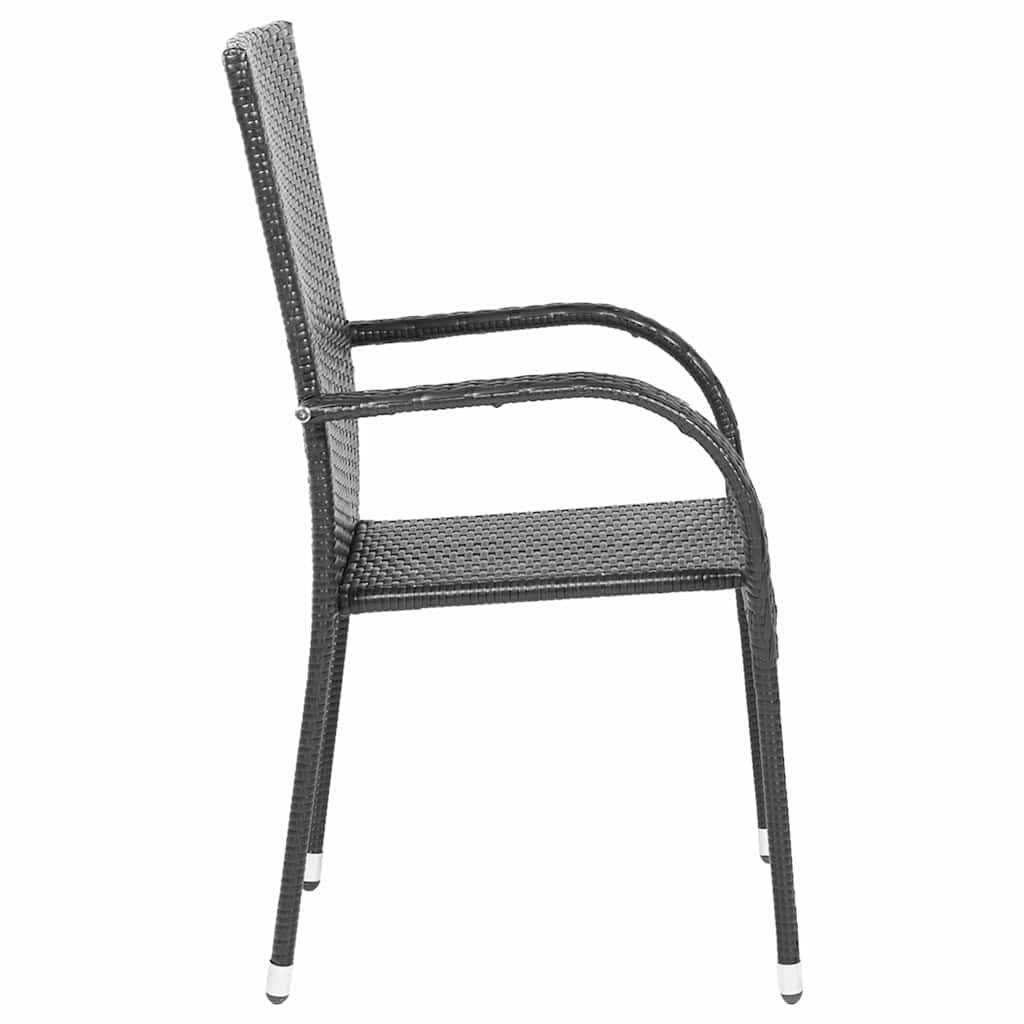 vidaXL Stapelbare Gartenstühle 4 Stk. Poly Rattan Schwarz
