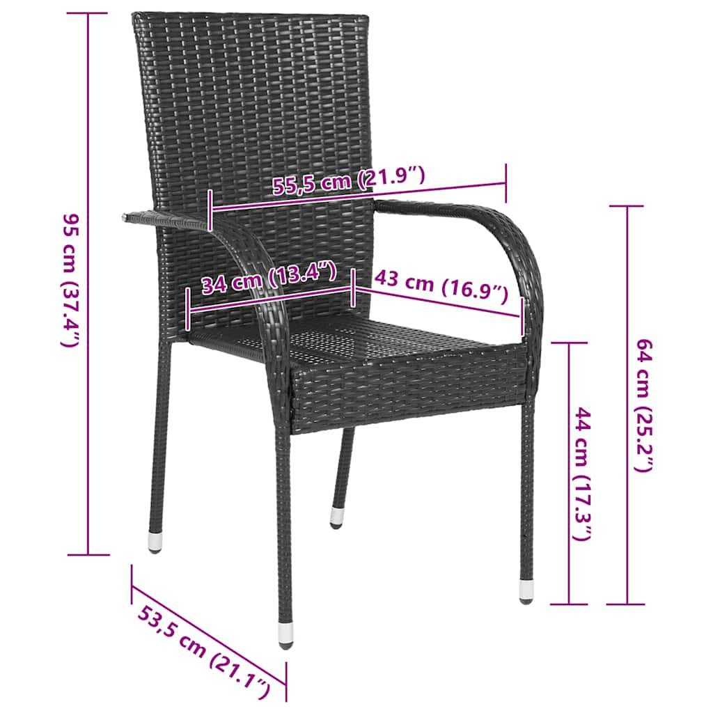 vidaXL Stapelbare Gartenstühle 4 Stk. Poly Rattan Schwarz