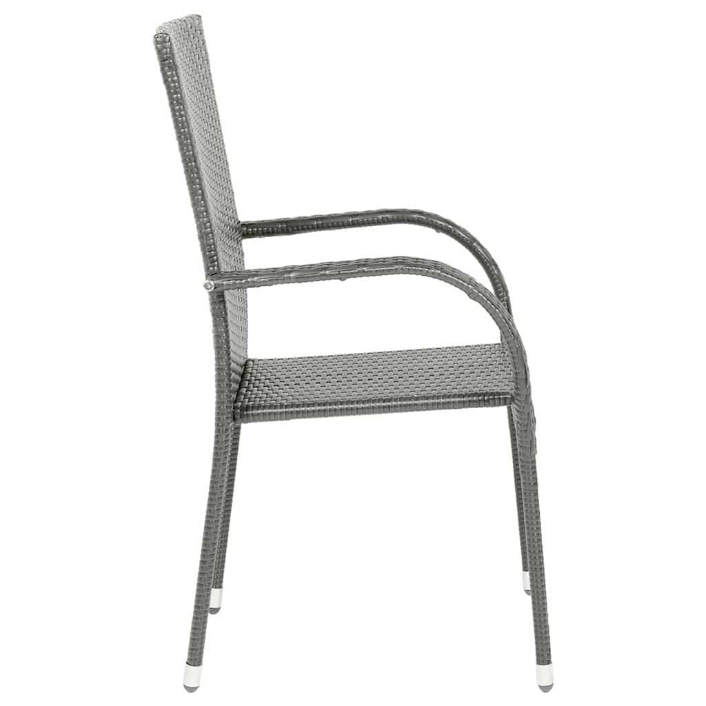 vidaXL Gartenstühle Stapelbar 4 Stk. Grau Poly Rattan