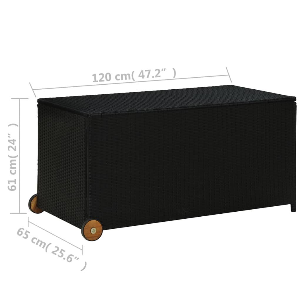 vidaXL Garten-Auflagenbox Schwarz 120x65x61 cm Poly Rattan