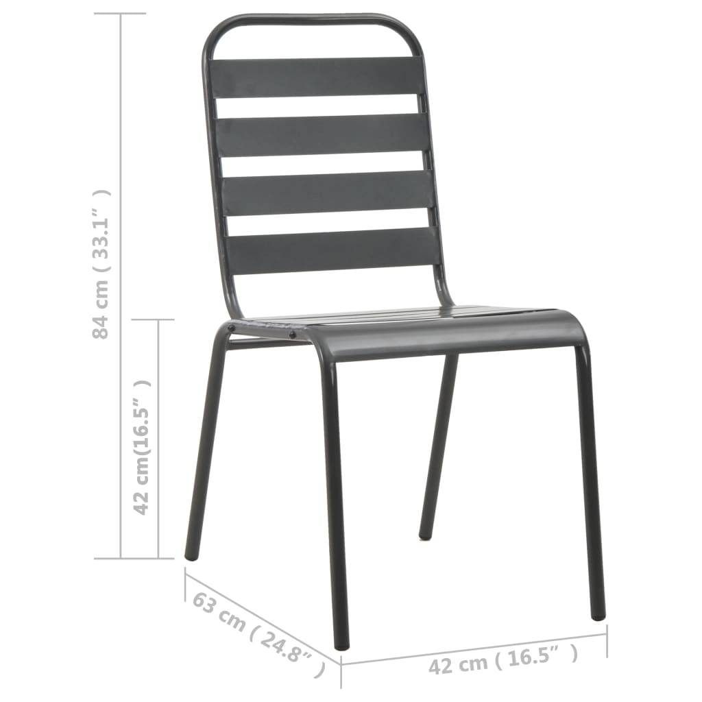 vidaXL Gartenstühle 4 Stk. Lattendesign Stahl Dunkelgrau