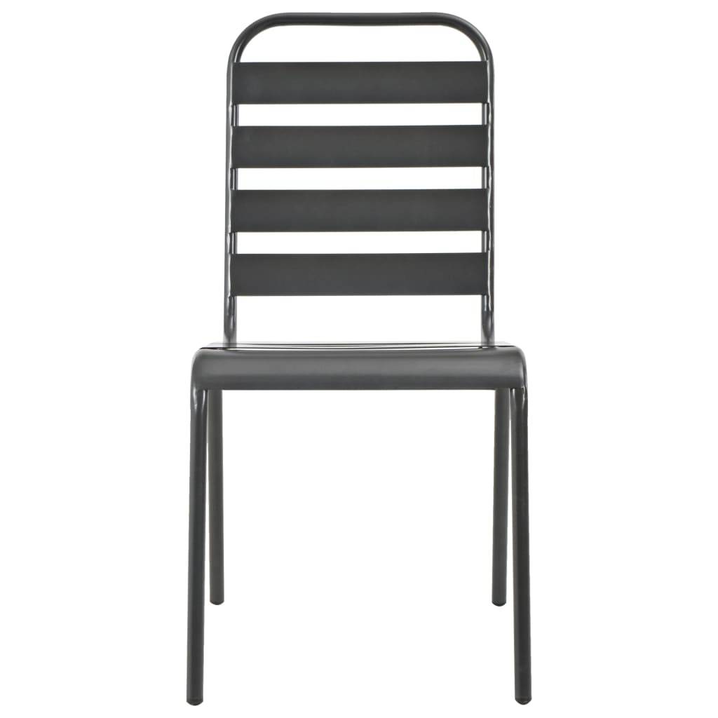 vidaXL Gartenstühle 4 Stk. Lattendesign Stahl Dunkelgrau