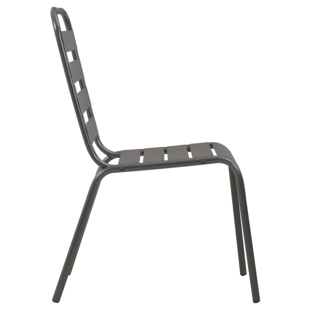 vidaXL Gartenstühle 4 Stk. Lattendesign Stahl Dunkelgrau