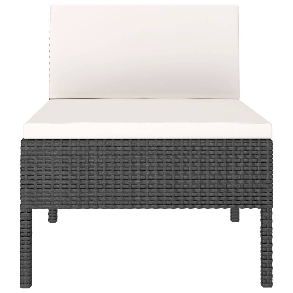 vidaXL Gartenstühle 3 Stk. mit Auflagen Poly Rattan Schwarz