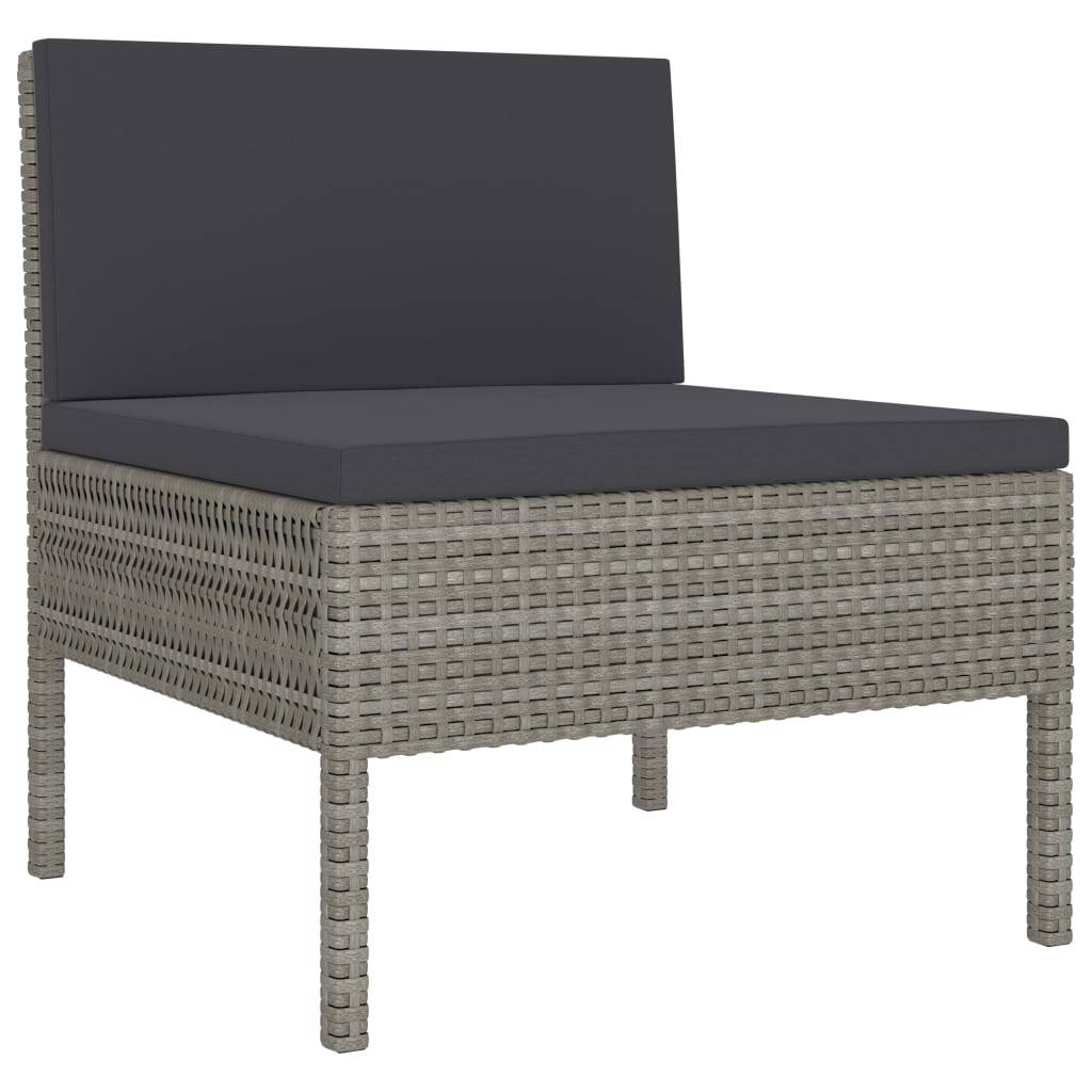 vidaXL Gartenstühle 3 Stk. mit Auflagen Poly Rattan Grau