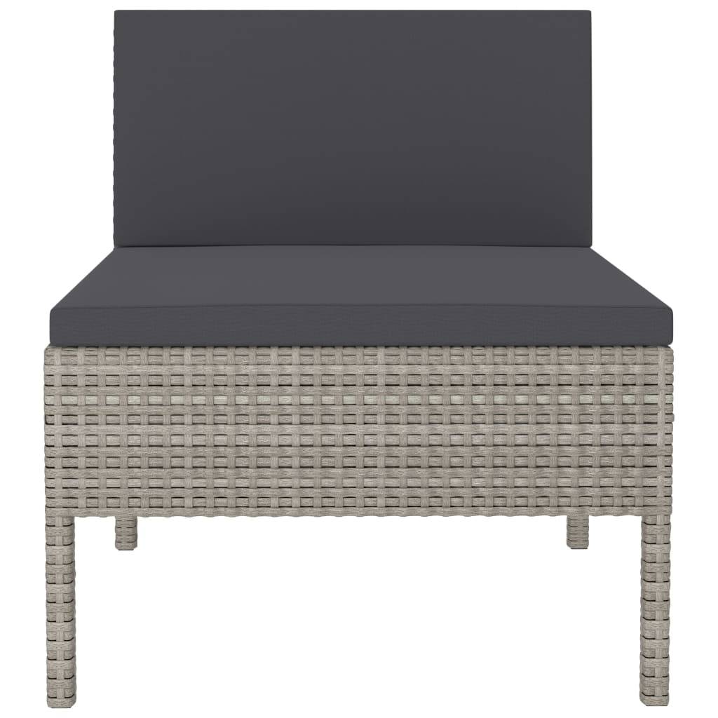 vidaXL Gartenstühle 3 Stk. mit Auflagen Poly Rattan Grau