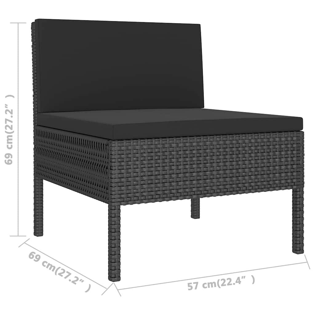 vidaXL 2-tlg. Garten-Lounge-Set mit Auflagen Poly Rattan Schwarz