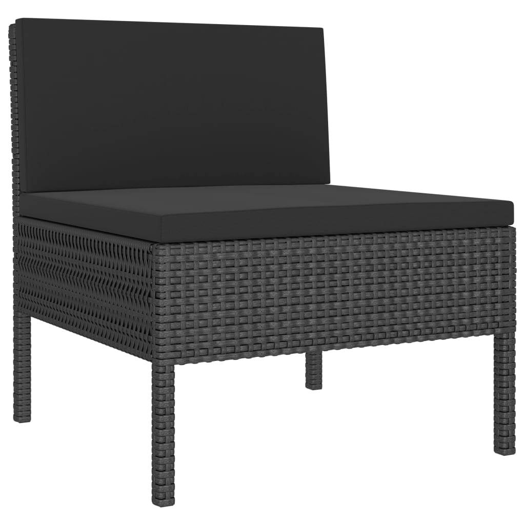 vidaXL 2-tlg. Garten-Lounge-Set mit Auflagen Poly Rattan Schwarz