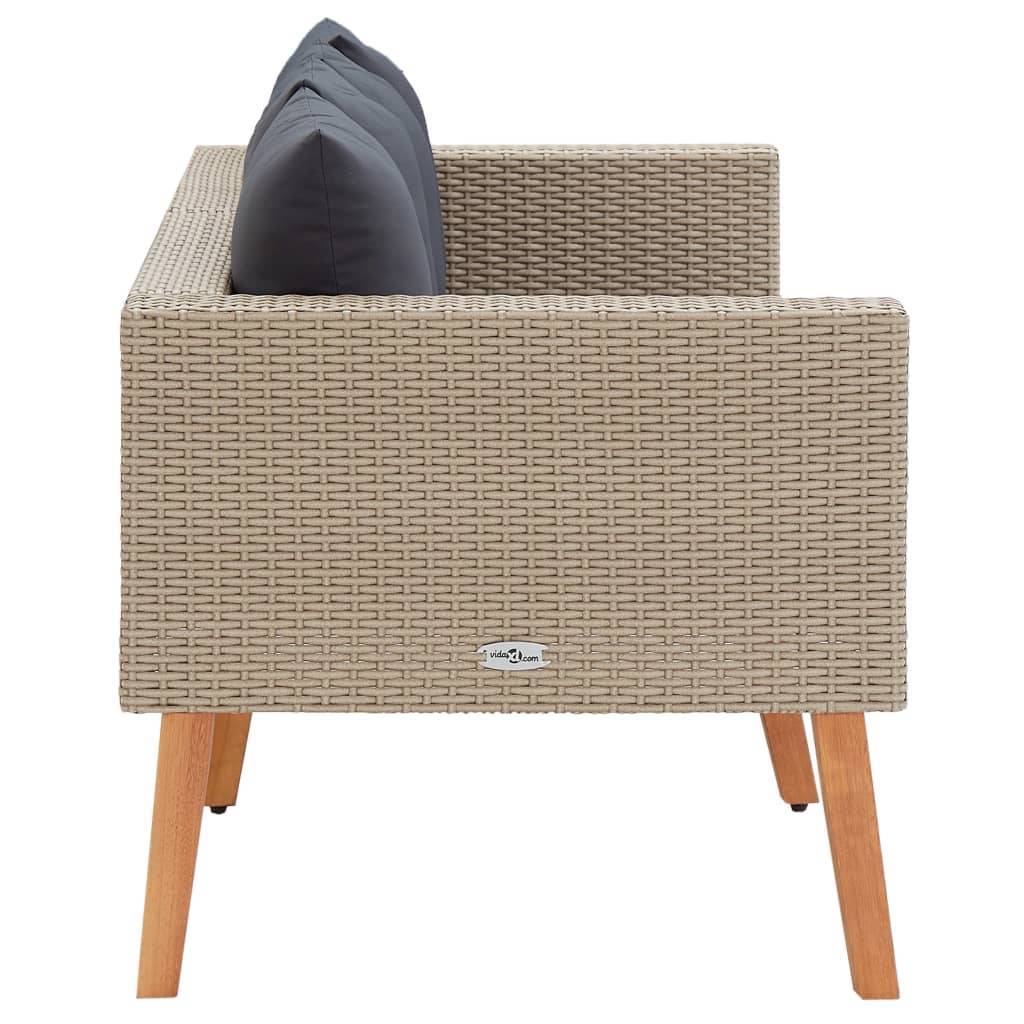 vidaXL 2-Sitzer-Gartensofa mit Auflagen Poly Rattan Beige
