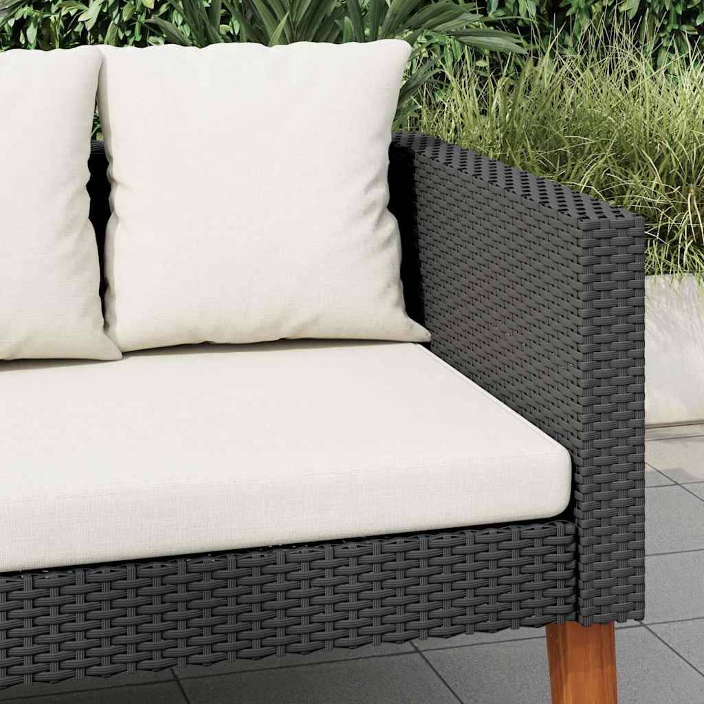 vidaXL 2-Sitzer-Gartensofa mit Auflagen Poly Rattan Schwarz