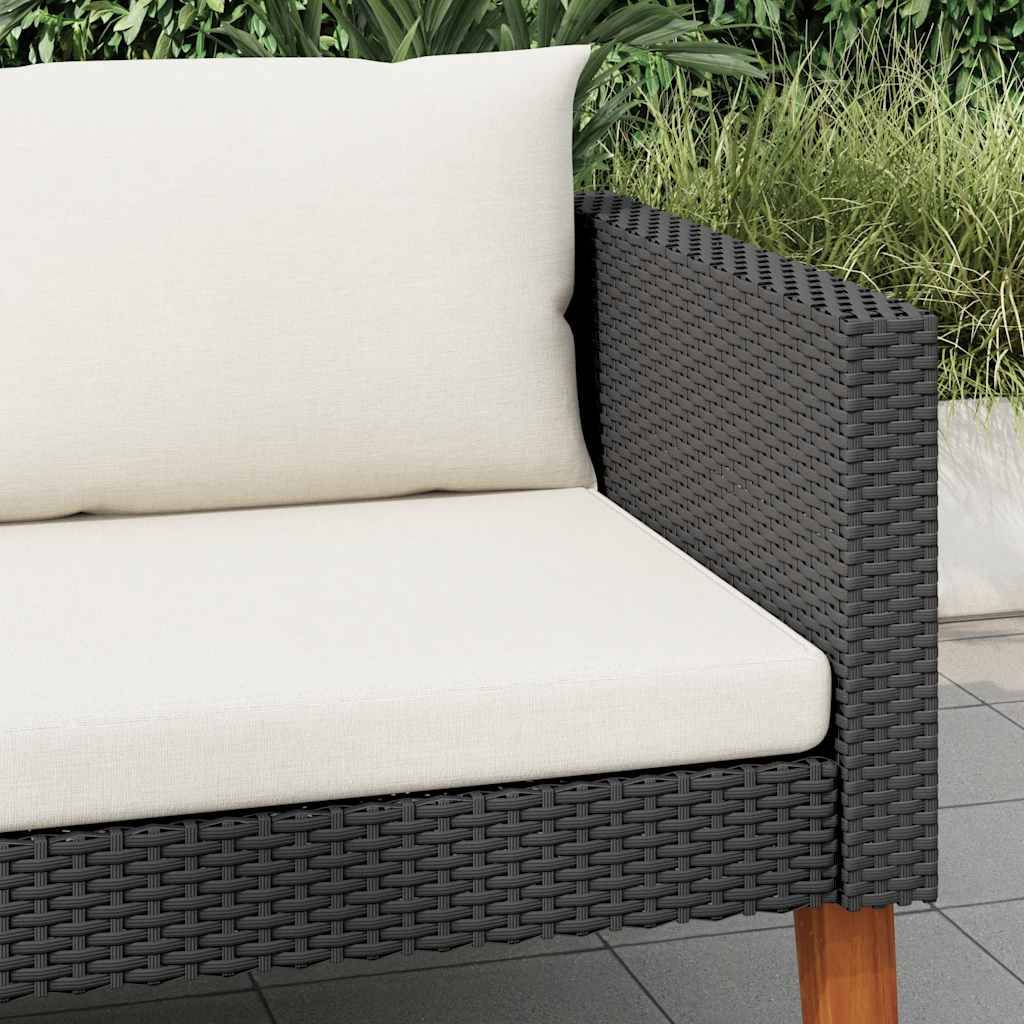 vidaXL 1-Sitzer-Gartensofa mit Auflagen Poly Rattan Schwarz