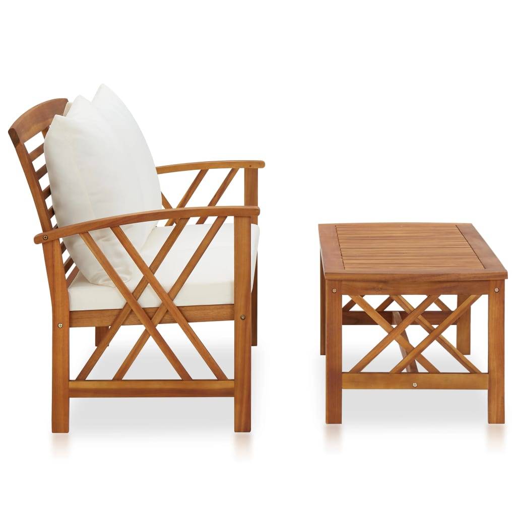 vidaXL 2-tlg. Garten-Lounge-Set mit Auflagen Massivholz Akazie