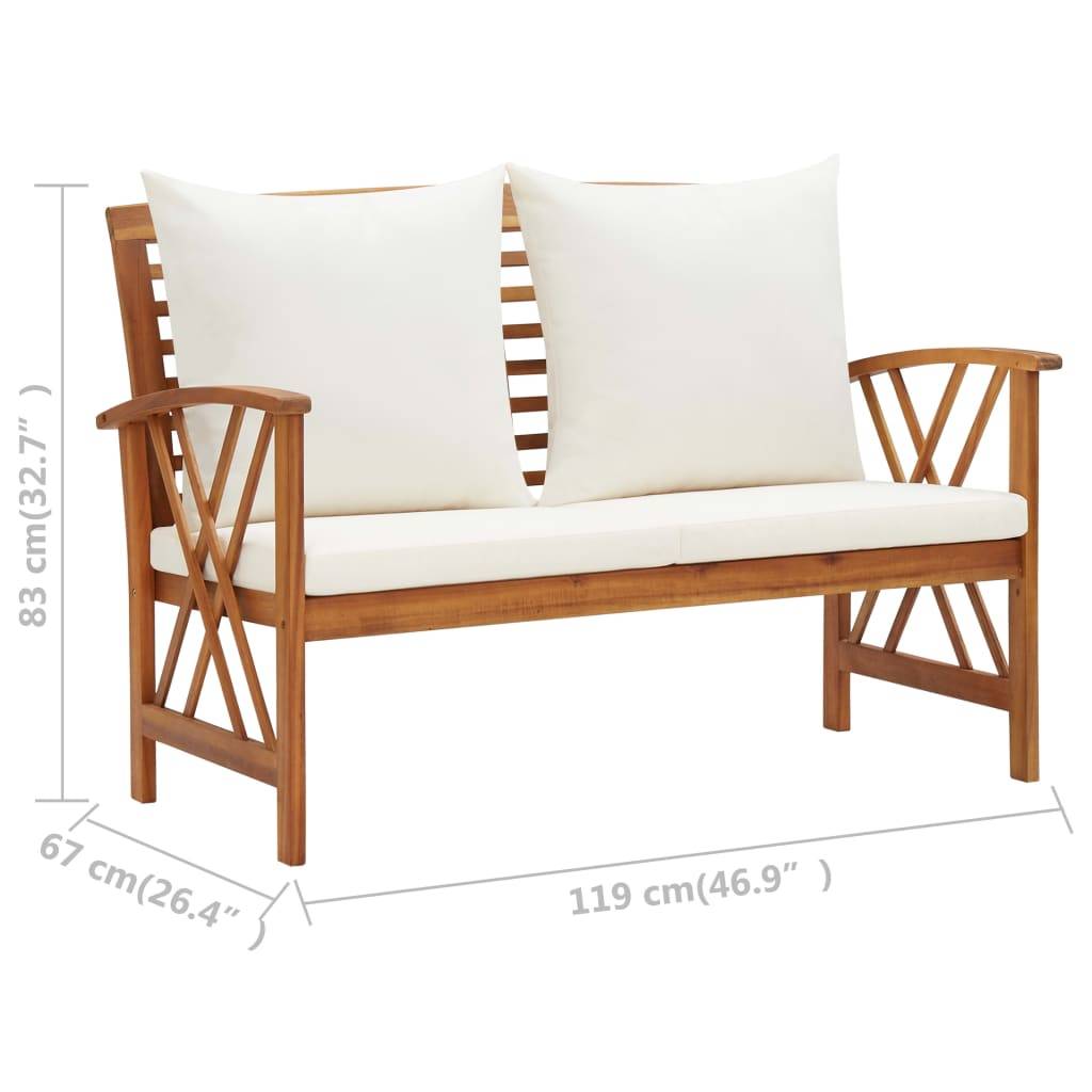 vidaXL 2-tlg. Garten-Lounge-Set mit Auflagen Massivholz Akazie