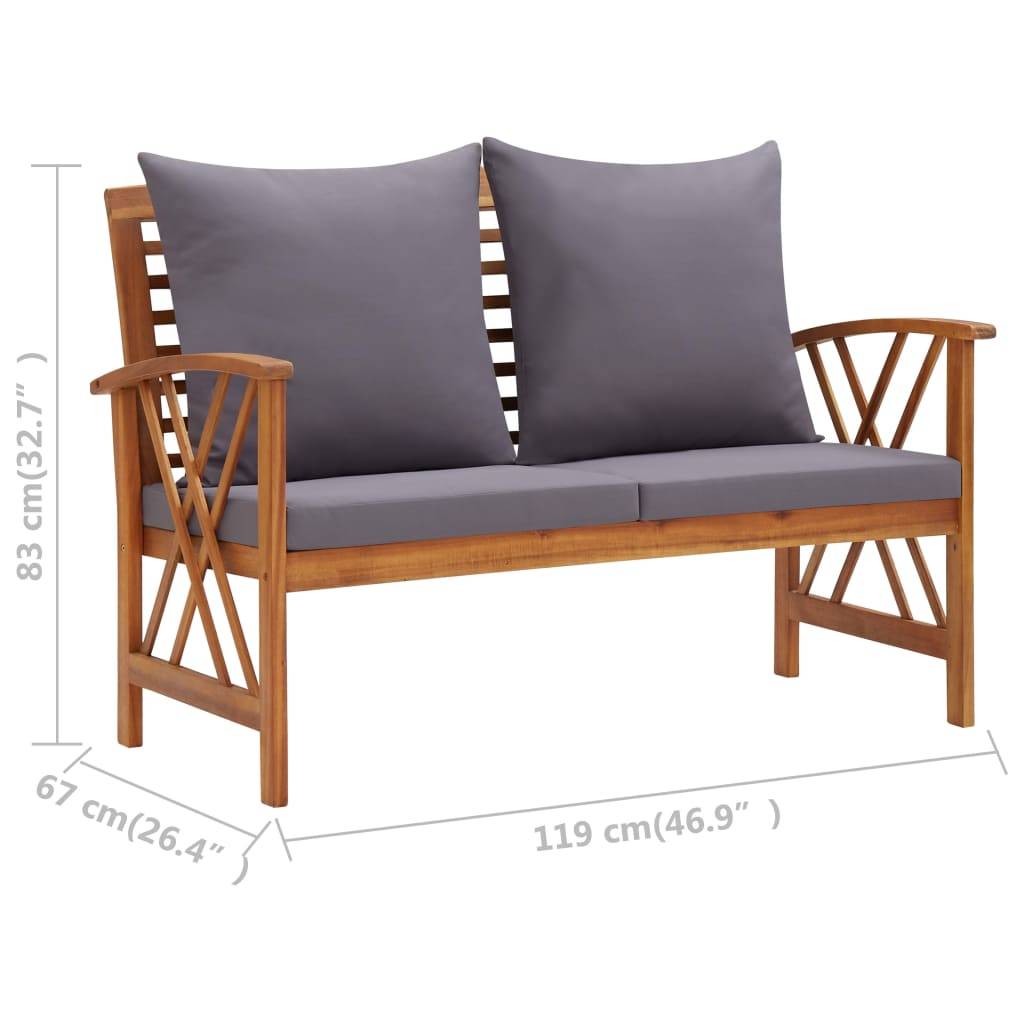 vidaXL 2-tlg. Garten-Lounge-Set mit Auflagen Massivholz Akazie