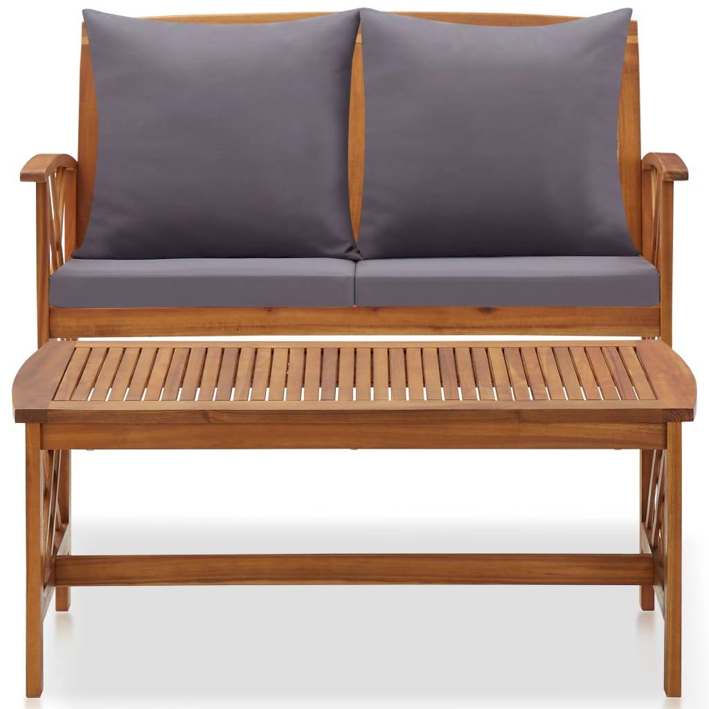 vidaXL 2-tlg. Garten-Lounge-Set mit Auflagen Massivholz Akazie
