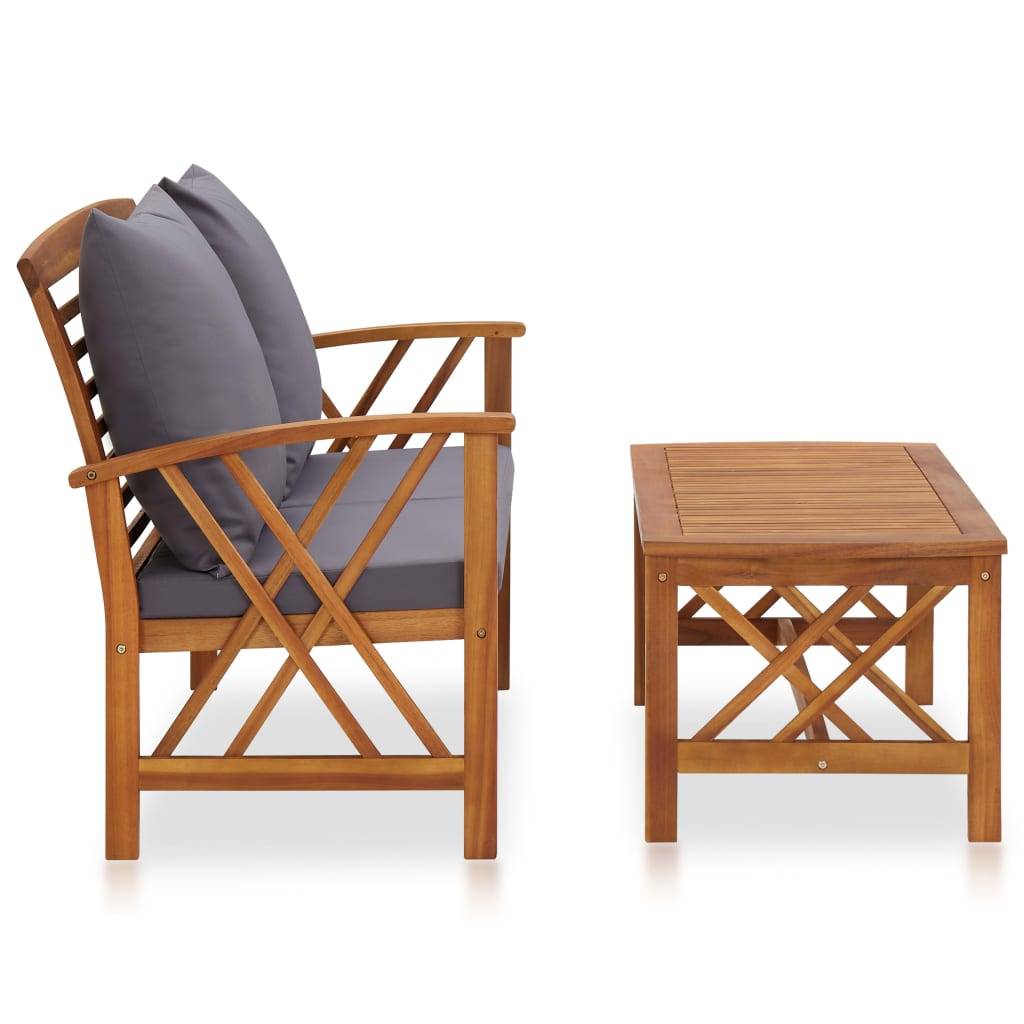 vidaXL 2-tlg. Garten-Lounge-Set mit Auflagen Massivholz Akazie