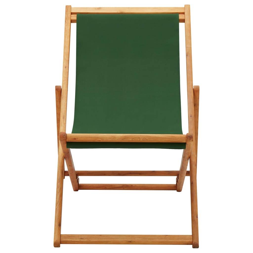 vidaXL Strandstuhl Klappbar Eukalyptusholz und Stoff Grün